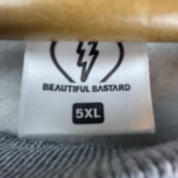 Beautiful Bastard Sweatshirt 5XL Grey Cropped Basic Neutral Punk Boxy - Picture 4 of 7